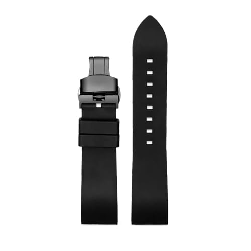 SEQLTWFC 23 mm Gummi-Uhrenarmband, kompatibel mit GC YA101203 YA101202, Schwarz, Orange, Grün, Rot, wasserdichtes und schweißfestes Gummi-Uhrenarmband(Black-black-B) von SEQLTWFC