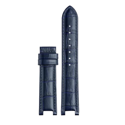 SEQLTWFC Armband aus echtem Rindsleder der oberen Schicht, kompatibel mit GC 22 x 13 mm, 20 x 11 mm, gekerbtes Uhrenarmband, Senior-Armband, Armbanduhren, Bandschraube(Blue no buckle,20-11mm) von SEQLTWFC