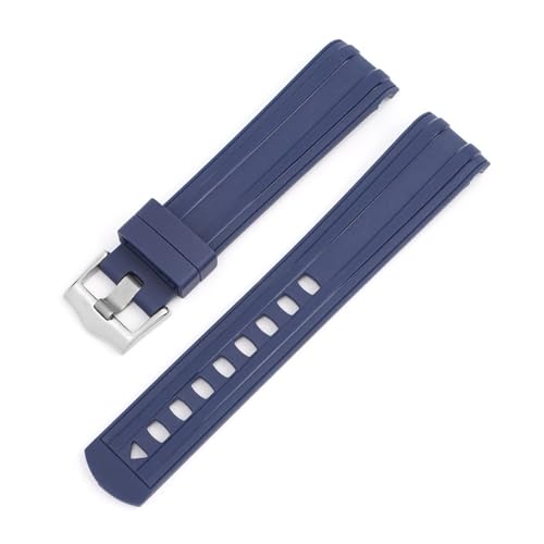 SEQLTWFC Armband mit gebogenem Ende, kompatibel mit Omega X Swatch Joint MoonSwatch Armband Seamaster 300 Diving Silikonkautschuk-Uhrenarmband 20 mm(Blue) von SEQLTWFC