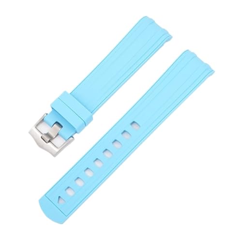 SEQLTWFC Armband mit gebogenem Ende, kompatibel mit Omega X Swatch Joint MoonSwatch Armband Seamaster 300 Diving Silikonkautschuk-Uhrenarmband 20 mm(Light blue) von SEQLTWFC