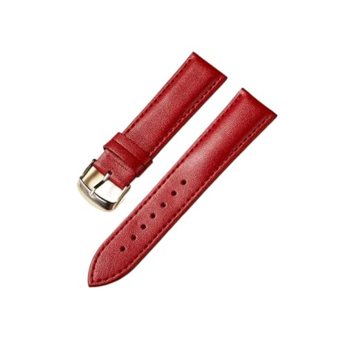 SEQLTWFC Kalbsleder-Uhrenarmbänder 14 mm 16 mm 18 mm 20 mm 22 mm Uhrenzubehör Herren Damen Armband Business Armbanduhrenarmbänder(Red,22mm) von SEQLTWFC