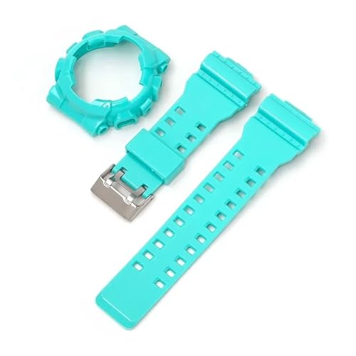 SEQLTWFC Kompatibel mit Casio G-Shock GA-100/110/120 GA-140 GD-100/110/120 GLS-100 GAX-100 Ersatz-Uhrenarmband mit Silikonarmband und Lünette(Cyan) von SEQLTWFC