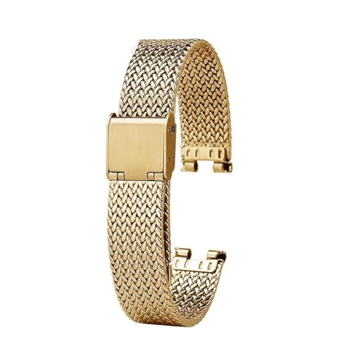 SEQLTWFC Kompatibel mit GC Gu-cci YA141401 1415 Edelstahl-Uhrenarmband YA1414 YA1415 Notch Milan Weave Uhrenkette 14 x 5 mm Armband Gold(Gold) von SEQLTWFC