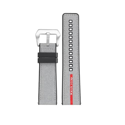 SEQLTWFC Kompatibel mit Panerai SUBMERSIBLE Band Luna Rossa PAM1466 PAM1391 PAM1565 Armband Gummiband 22MM 26mm Herren 24mm Uhrenarmband Wasserdicht(Grey-silver,24mm-width) von SEQLTWFC