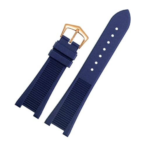 SEQLTWFC Kompatibel mit Patek Philippe Silikon-Uhrenarmband 5711 5712g Nautilus-Uhrenarmband, spezielle Schnittstelle, Herrenarmband 25–13 mm(Blue Rose Gold) von SEQLTWFC