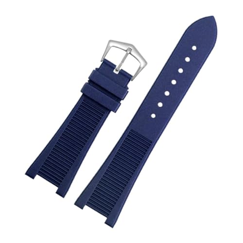 SEQLTWFC Kompatibel mit Patek Philippe Silikon-Uhrenarmband 5711 5712g Nautilus-Uhrenarmband, spezielle Schnittstelle, Herrenarmband 25–13 mm(Blue Silver) von SEQLTWFC