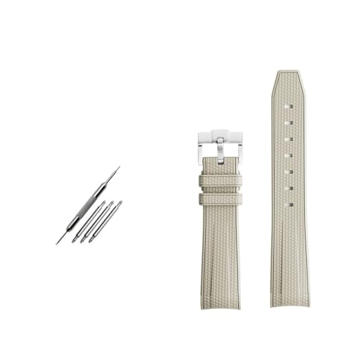 SEQLTWFC Kompatibel mit Rolex Omega X Swatch Joint MoonSwatch Constellation Gummiarmband Wasserdicht Sport 20 mm gebogen oder weiches Armband(Apricot silver clasp) von SEQLTWFC