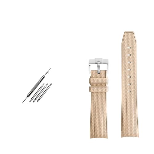 SEQLTWFC Kompatibel mit Rolex Omega X Swatch Joint MoonSwatch Constellation Gummiarmband Wasserdicht Sport 20 mm gebogen oder weiches Armband(Khaki silver clasp) von SEQLTWFC