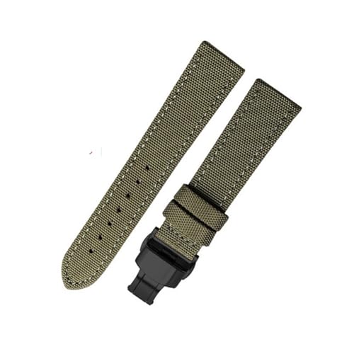 SEQLTWFC Kompatibel mit Seiko Breitling Blancpain Fifty Fathoms Armband Nylon Canvas Strapazierfähiges Armband Bequemes Lederfutterband 18 20 mm(Army green black,19mm) von SEQLTWFC