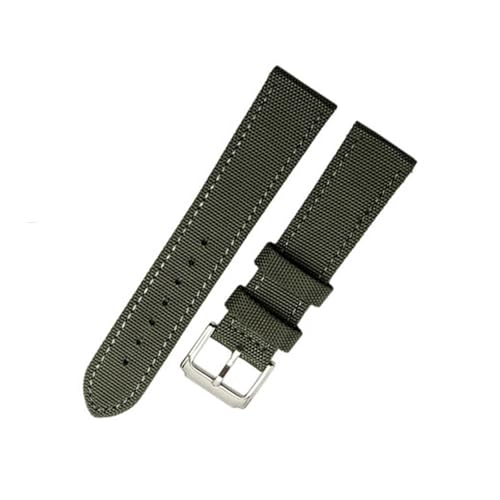 SEQLTWFC Kompatibel mit Seiko Breitling Blancpain Fifty Fathoms Armband Nylon Canvas Strapazierfähiges Armband Bequemes Lederfutterband 18 20 mm(Army green pin,24mm) von SEQLTWFC