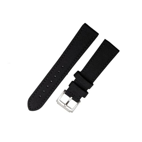 SEQLTWFC Kompatibel mit Seiko Breitling Blancpain Fifty Fathoms Armband Nylon Canvas Strapazierfähiges Armband Bequemes Lederfutterband 18 20 mm(Black pin clasp,20mm) von SEQLTWFC