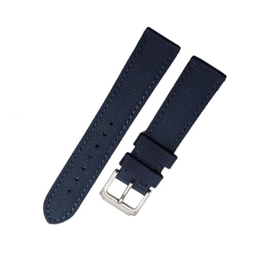 SEQLTWFC Kompatibel mit Seiko Breitling Blancpain Fifty Fathoms Armband Nylon Canvas Strapazierfähiges Armband Bequemes Lederfutterband 18 20 mm(Blue pin clasp,19mm) von SEQLTWFC