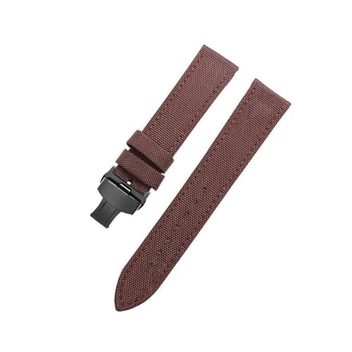 SEQLTWFC Kompatibel mit Seiko Breitling Blancpain Fifty Fathoms Armband Nylon Canvas Strapazierfähiges Armband Bequemes Lederfutterband 18 20 mm(Brown black clasp,22mm) von SEQLTWFC