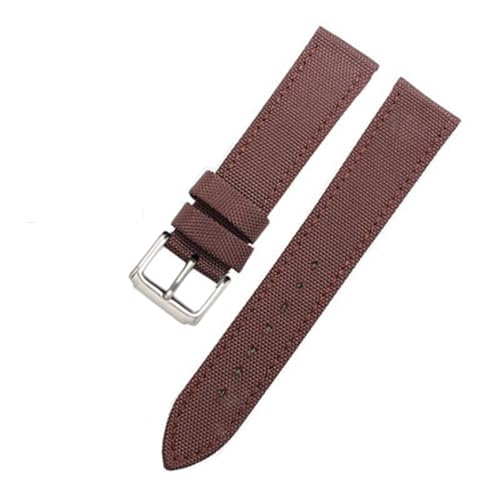 SEQLTWFC Kompatibel mit Seiko Breitling Blancpain Fifty Fathoms Armband Nylon Canvas Strapazierfähiges Armband Bequemes Lederfutterband 18 20 mm(Brown pin clasp,19mm) von SEQLTWFC