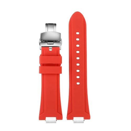 SEQLTWFC Kompatibel mit Tissot 1853 Silikonarmband T137.407 T137.410 PRX Uhrenarmband Super Player Gummi Herren 26 * 12 mm Schnelle Demontage(Red folding clasp) von SEQLTWFC