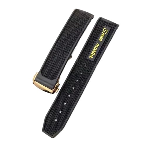 SEQLTWFC Neues Gummi-Silikon-Armband, kompatibel mit Omega Speedmaster-Uhrenarmband, Faltschließe aus Stahl, 22 mm, Zubehör for Herrenuhren(Black yellow rose) von SEQLTWFC