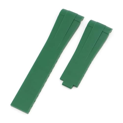 SEQLTWFC TPU-Gummiarmband, kompatibel mit Rolex Submariner Black Green Water Ghost 126613 12610, gebogenes Ende, Tauch-Silikon-Uhrenarmband, 21 mm(B Green no clasp) von SEQLTWFC