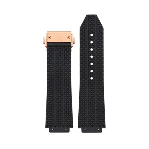SEQLTWFC Uhrenarmband kompatibel mit Hublot Big Bang, Silikon, 26 x 19 mm, wasserdicht, Herren-Uhrenarmband, Kettenarmband, Uhrenzubehör, Gummiarmband(A5-BlackRose Gold) von SEQLTWFC