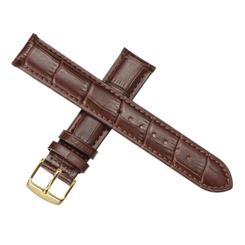 SEQLTWFC Universelles Ersatz-Lederarmband for Herren und Damen, 12 mm, 14 mm, 16 mm, 18 mm, 19 mm, 20 mm, 21 mm, 22 mm(Brown Gold,17mm) von SEQLTWFC