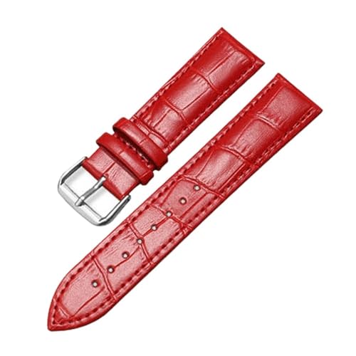 SEQLTWFC Universelles Ersatz-Lederarmband for Herren und Damen, 12 mm, 14 mm, 16 mm, 18 mm, 19 mm, 20 mm, 21 mm, 22 mm(Red,14mm) von SEQLTWFC