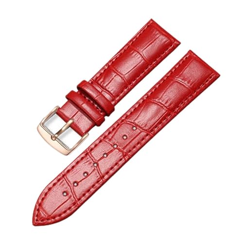 SEQLTWFC Universelles Ersatz-Lederarmband for Herren und Damen, 12 mm, 14 mm, 16 mm, 18 mm, 19 mm, 20 mm, 21 mm, 22 mm(Red Rosegold,24mm) von SEQLTWFC