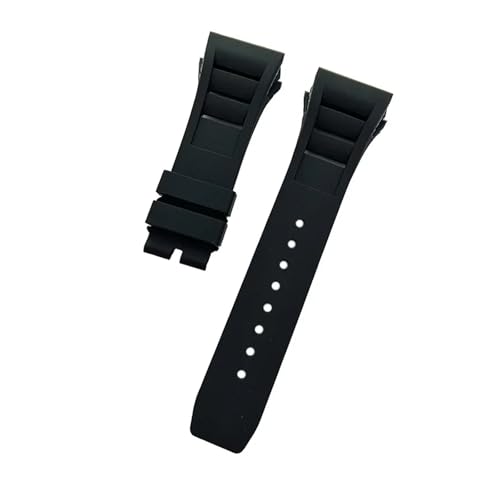 SEQLTWFC Weiches, buntes, 25 mm x 20 mm großes, wasserdichtes Armband aus Naturkautschuk, kompatibel mit dem Uhrenarmband von Richard Mille(Noir,25mm No buckle) von SEQLTWFC