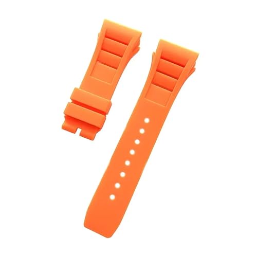 SEQLTWFC Weiches, buntes, 25 mm x 20 mm großes, wasserdichtes Armband aus Naturkautschuk, kompatibel mit dem Uhrenarmband von Richard Mille(Orange,25mm Silver buckle) von SEQLTWFC
