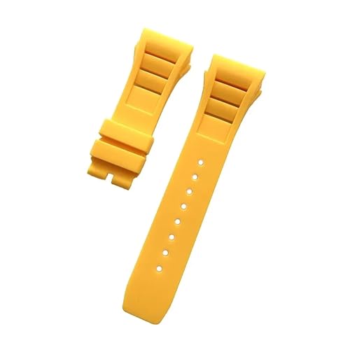 SEQLTWFC Weiches, buntes, 25 mm x 20 mm großes, wasserdichtes Armband aus Naturkautschuk, kompatibel mit dem Uhrenarmband von Richard Mille(Yellow,25mm No buckle) von SEQLTWFC