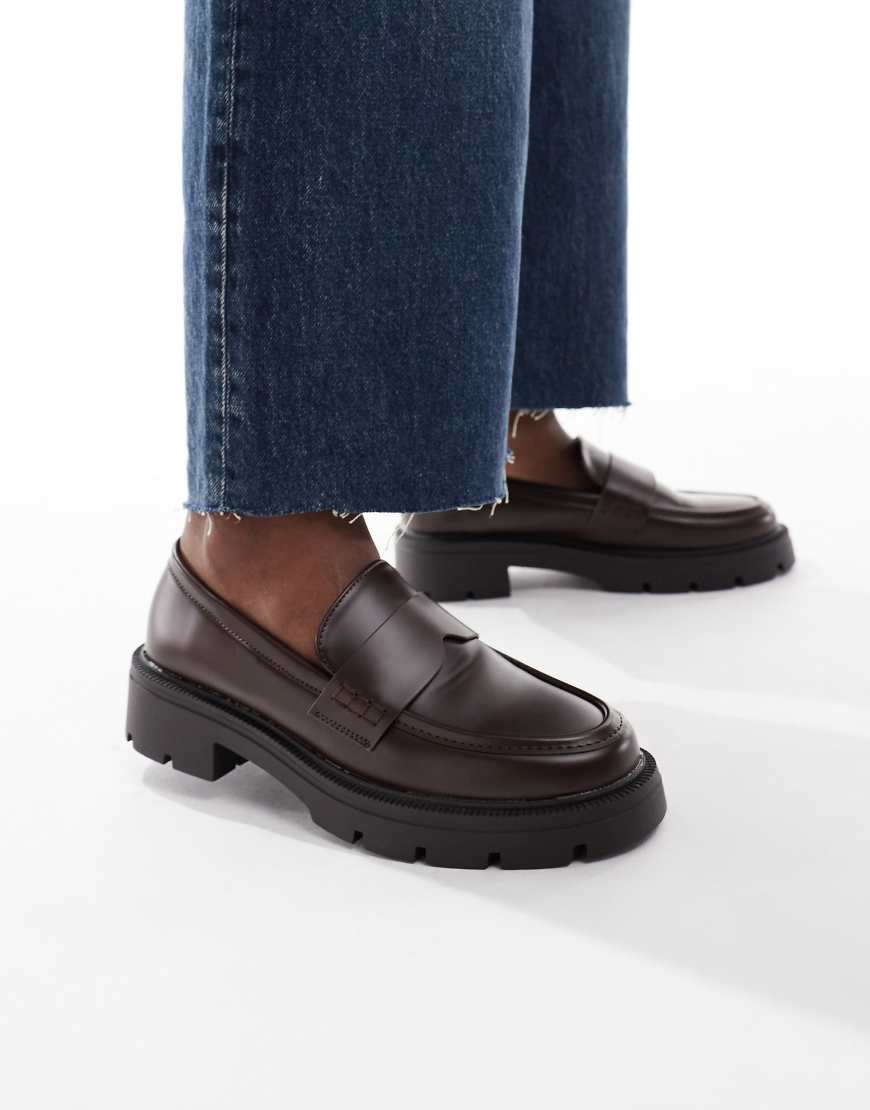 SEQWL Wide Fit - Alfa - Loafer in Braun mit dicker Sohle, weite Passform-Brown SEQWL Wide Fit - Alfa - Loafer in Braun mit dicker Sohle, weite Passform-Brown von SEQWL Wide Fit