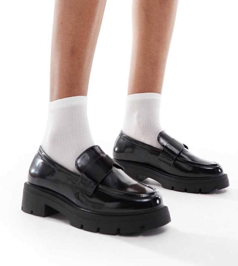 SEQWL Wide Fit - Alfa - Loafer in Schwarz mit dicker Sohle, weite Passform von SEQWL Wide Fit