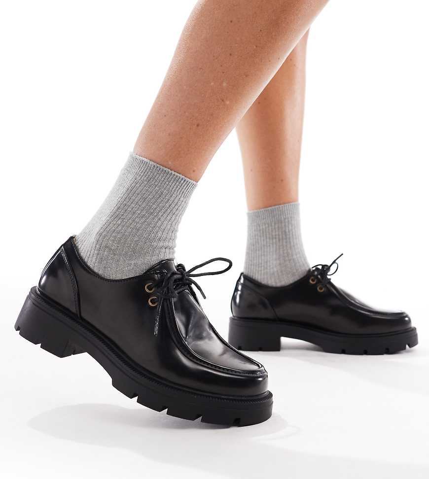 SEQWL Wide Fit - Alfa - Schnürschuhe in Schwarz mit dicker Sohle, weite Passform von SEQWL Wide Fit