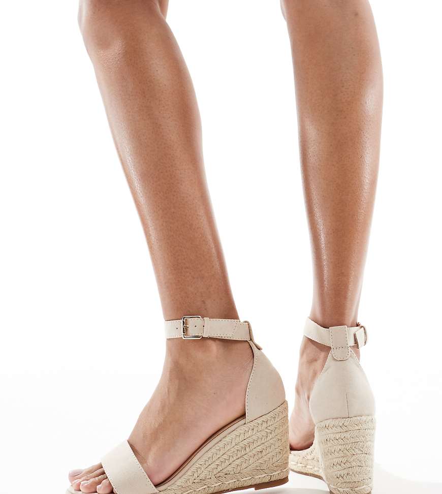 SEQWL Wide Fit - Amber - Keilabsatz-Espadrilles in Beige, weite Passform-Neutral von SEQWL Wide Fit