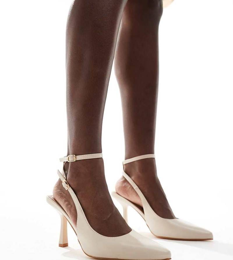 SEQWL Wide Fit - Salado - Slingback-Schuhe in Stein mit Pfennigabsatz-Neutral von SEQWL Wide Fit