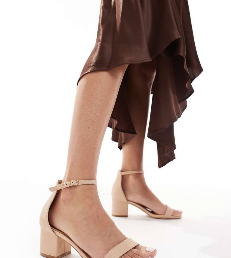 SEQWL Wide Fit - Sandaletten in Beige mit Blockabsatz, weite Passform-Neutral von SEQWL Wide Fit