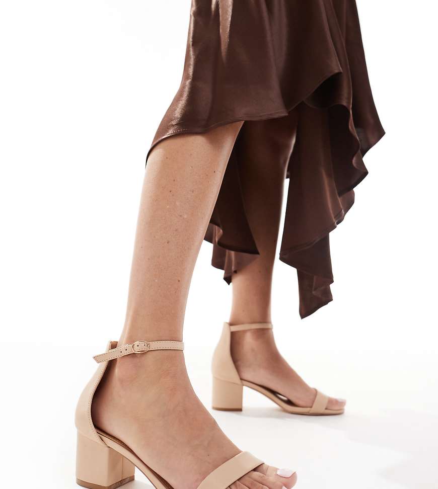 SEQWL Wide Fit - Sandaletten in Beige mit Blockabsatz, weite Passform-Neutral von SEQWL Wide Fit