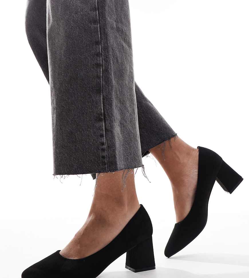 SEQWL Wide Fit - Spitze Schuhe in Schwarz mit Blockabsatz, weite Passform von SEQWL Wide Fit