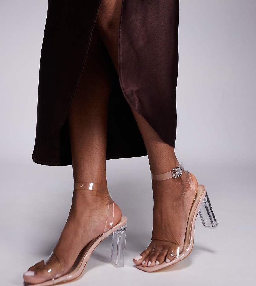 SEQWL Wide Fit - Transparente Sandalen mit Blockabsatz, weite Passform-Neutral SEQWL Wide Fit - Transparente Sandalen mit Blockabsatz, weite Passform-Neutral von SEQWL Wide Fit