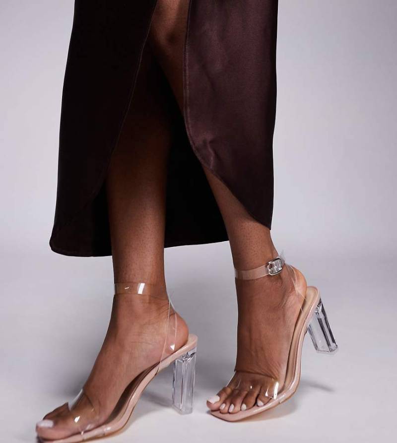 SEQWL Wide Fit - Transparente Sandalen mit Blockabsatz, weite Passform-Neutral von SEQWL Wide Fit