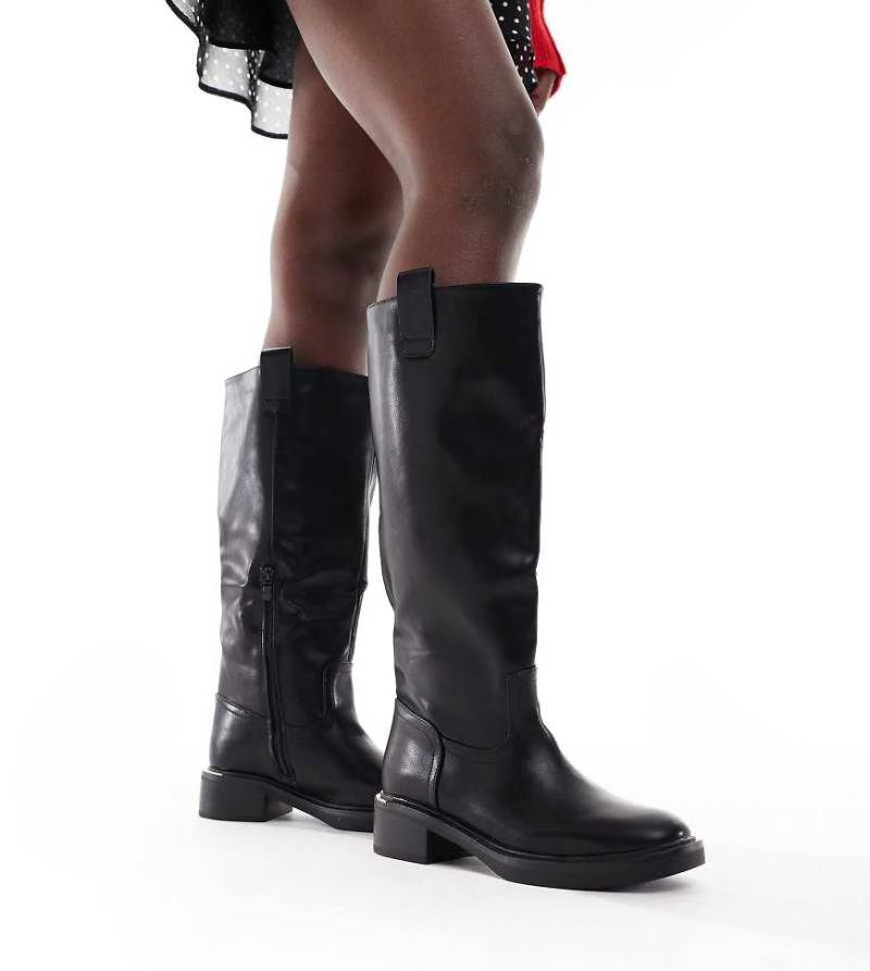 SEQWL Wide Fit - Twix - Kniehohe Stiefel in Schwarz, weite Passform von SEQWL Wide Fit