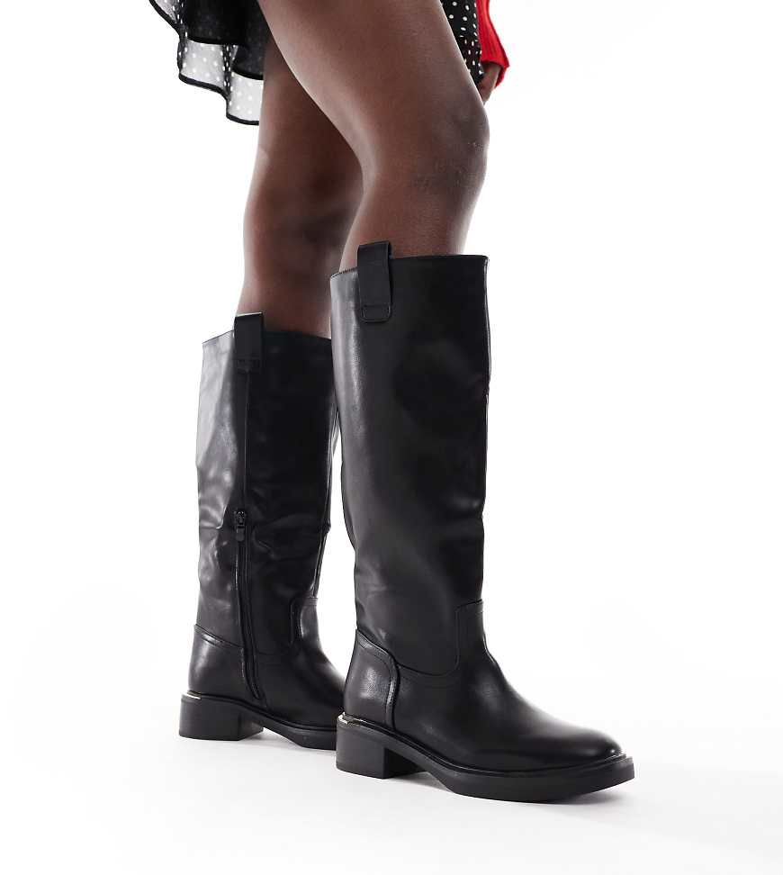 SEQWL Wide Fit - Twix - Kniehohe Stiefel in Schwarz, weite Passform von SEQWL Wide Fit