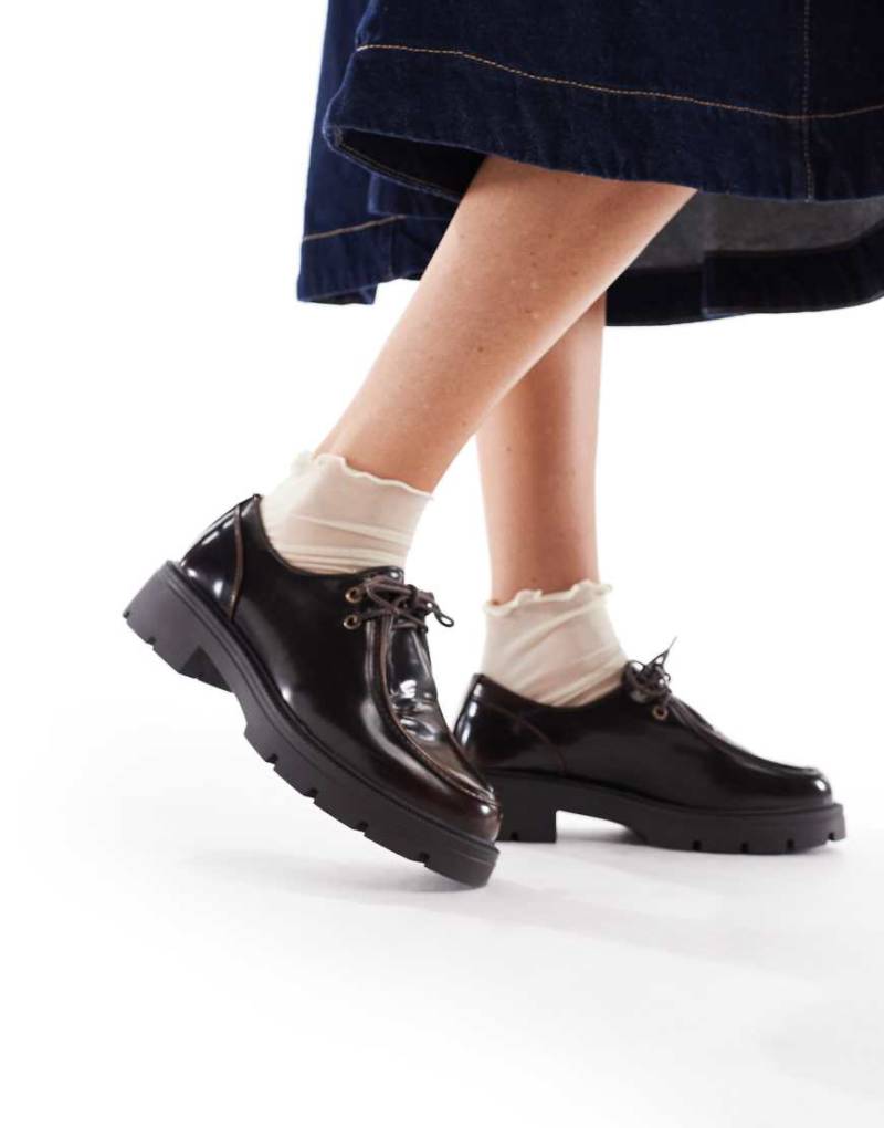 SEQWL - Alfa - Schnürschuhe in Braun poliert mit dicker Sohle-Brown von SEQWL