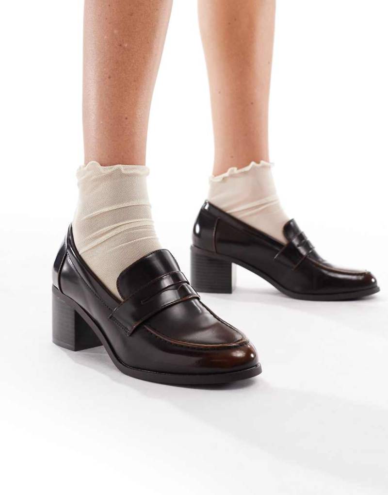 SEQWL - Antonia - Loafer in Braun poliert mit Absatz-Brown von SEQWL