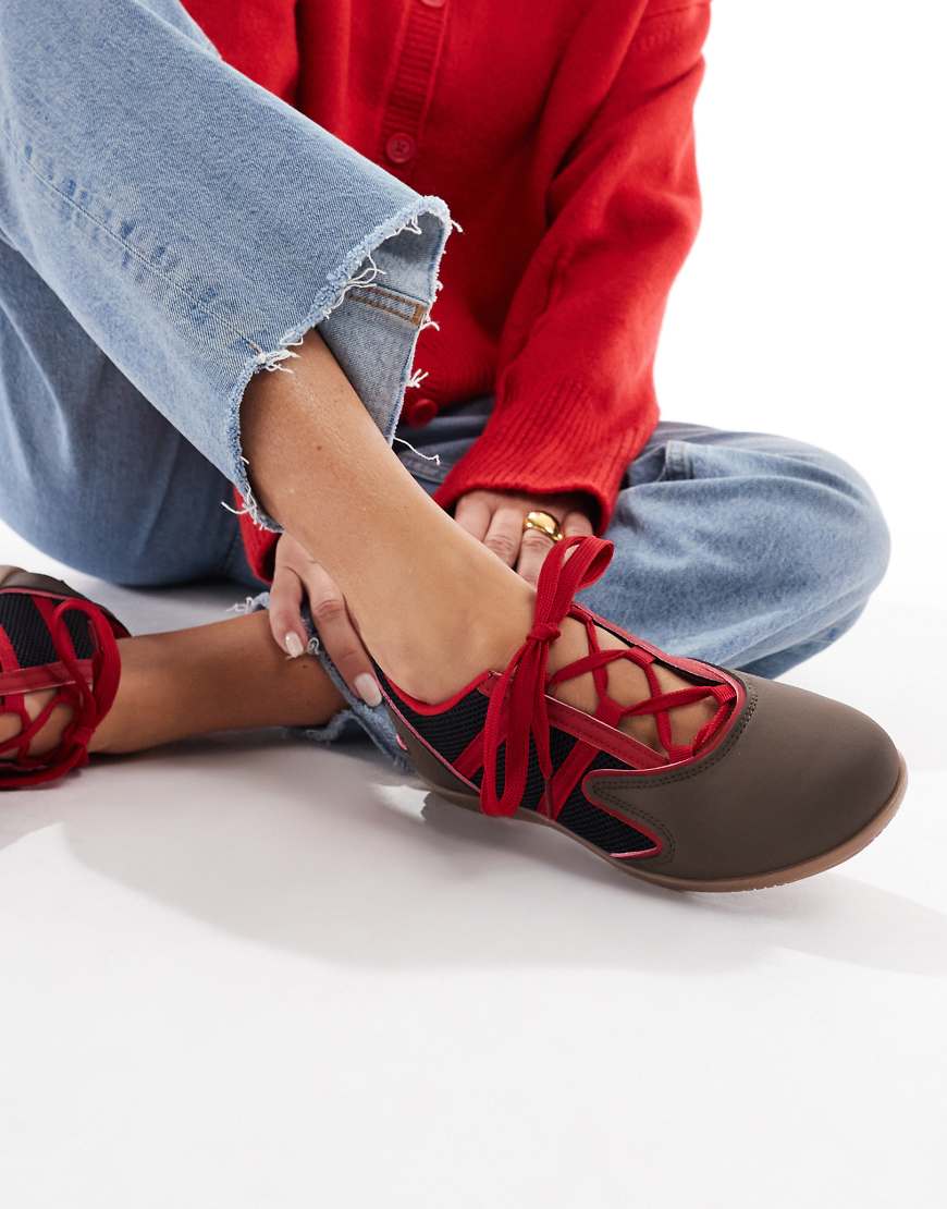 SEQWL - Ballerina-Sneaker zum Schnüren in Schokobraun-Brown von SEQWL