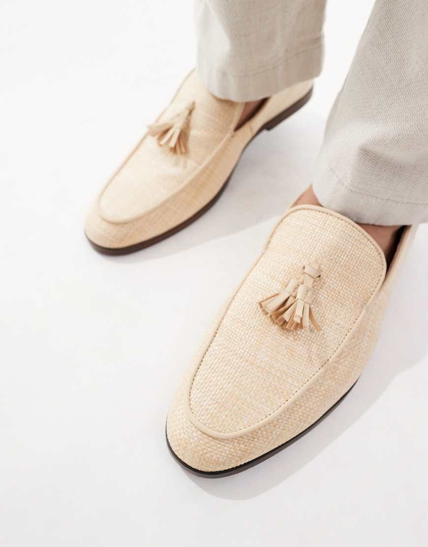 SEQWL - Charlie - Naturfarbene Loafer in Bast-Optik mit Keilabsatz und Quasten-Neutral von SEQWL