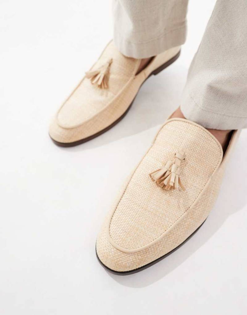 SEQWL - Charlie - Naturfarbene Loafer in Bast-Optik mit Keilabsatz und Quasten-Neutral von SEQWL