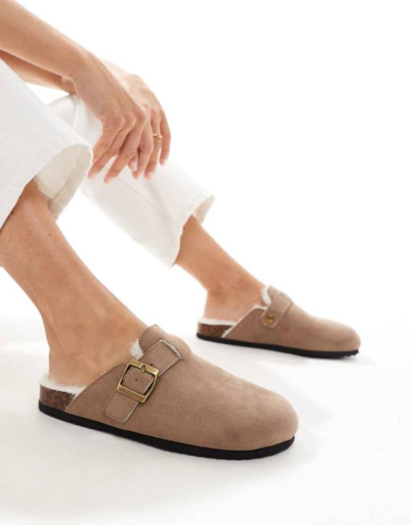 SEQWL - Clogs in Taupe mit Kunstpelzfutter-Neutral von SEQWL