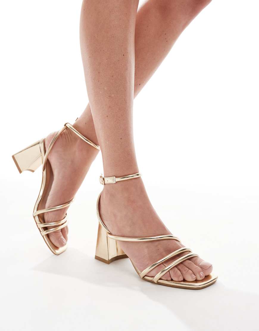 SEQWL - Dandelion - Riemchen-Sandaletten in Gold mit Blockabsatz-Goldfarben von SEQWL