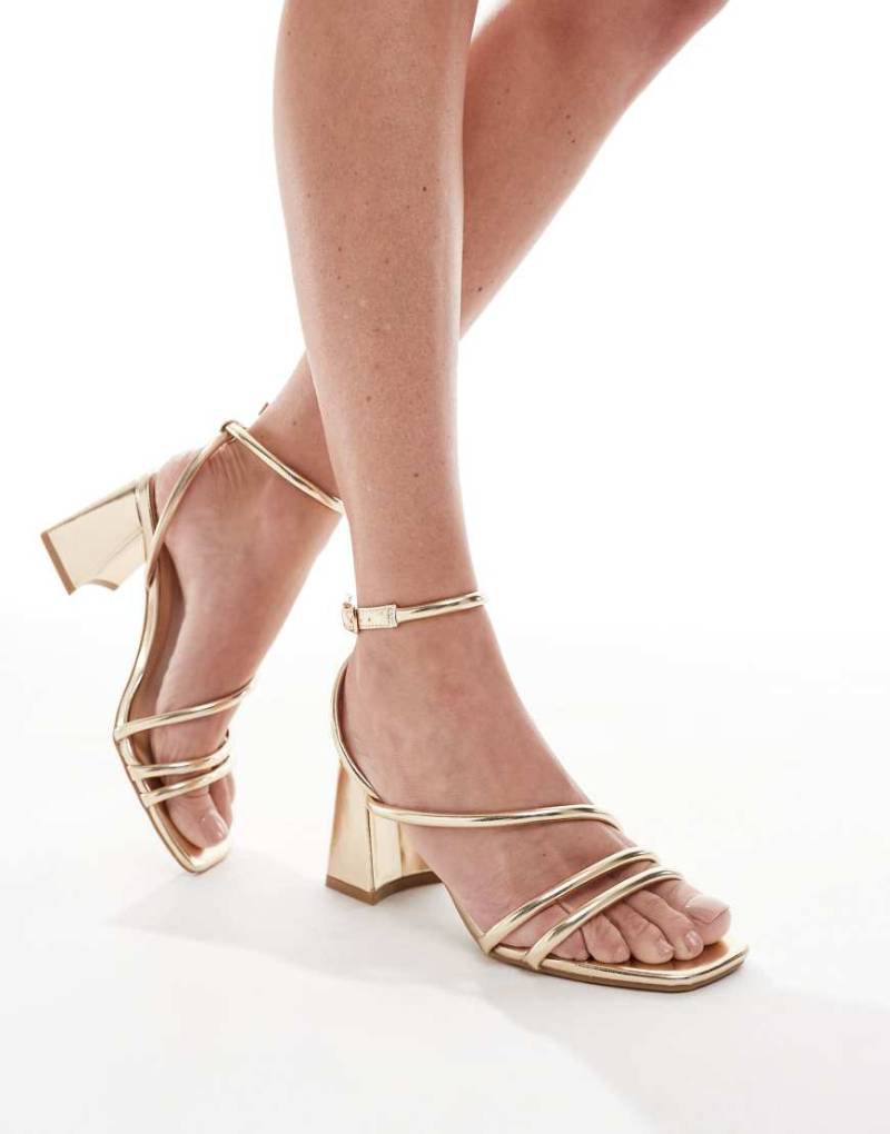 SEQWL - Dandelion - Riemchen-Sandaletten in Gold mit Blockabsatz-Goldfarben von SEQWL