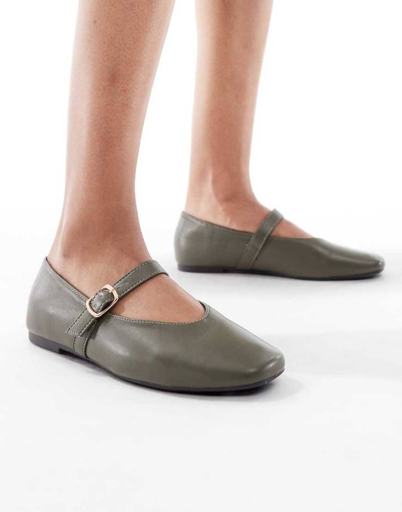 SEQWL - Iris - Ballerinas in Olivgrün mit hohem Schuhblatt von SEQWL