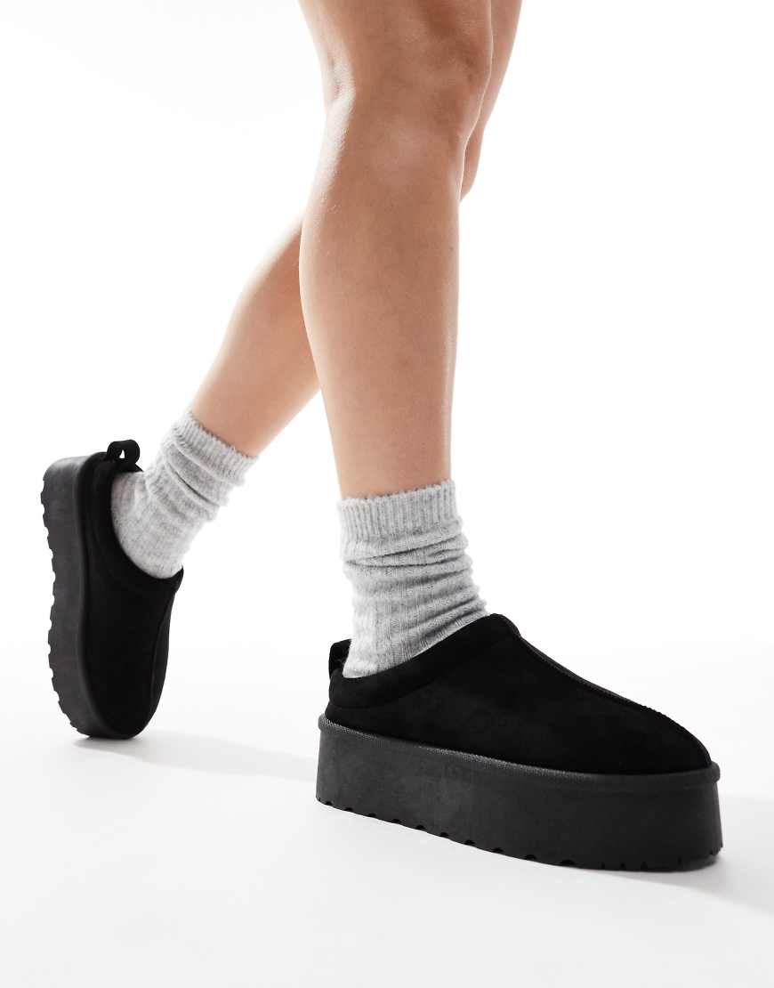 SEQWL - Mules in Schwarz zum Hineinschlüpfen mit flacher Plateausohle von SEQWL